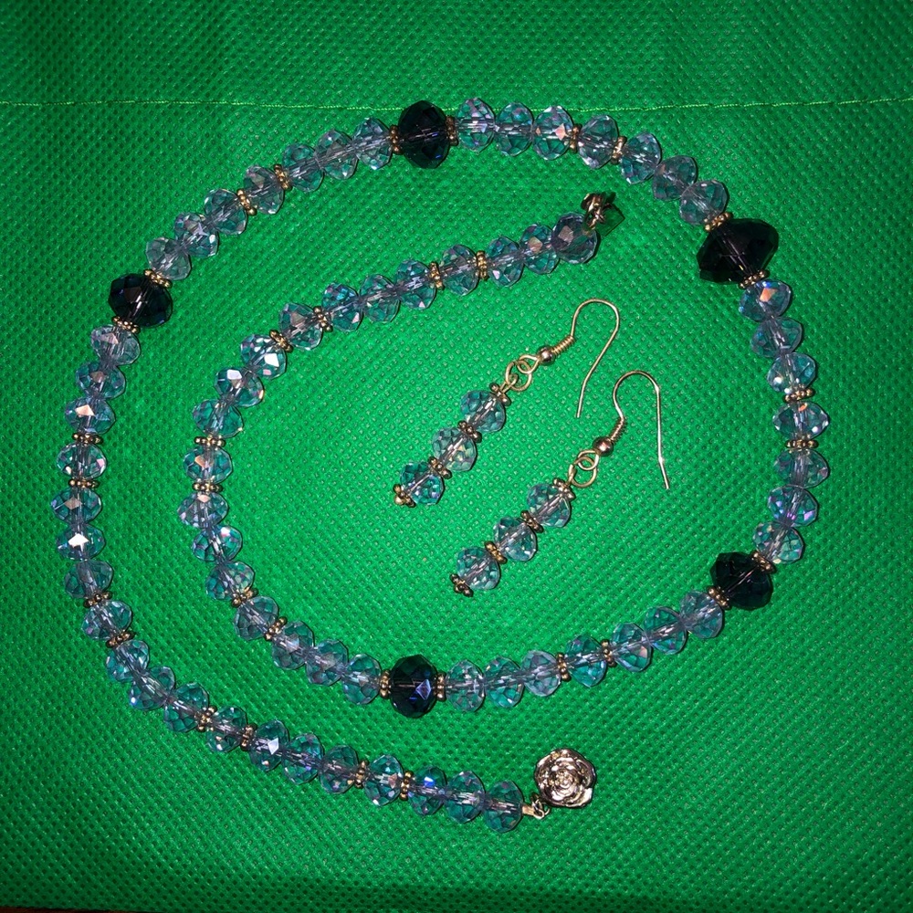 18” amethyst necklace & earrings, sterling silver